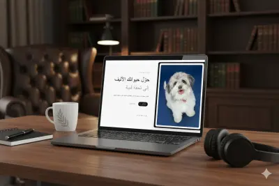 صفحة هبوط لخدمة رسم بورتريهات رقمية مخصصة للحيوانات الأليفة