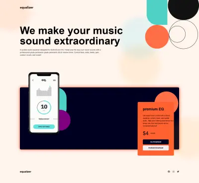 تصميم صفحة هبوط احترافية لتطبيق الموسيقى (Equalizer App) باستخدام HTML و CSS