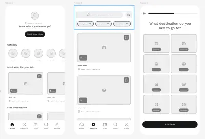 A wireframe for travel website
