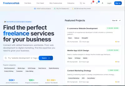 تصميم واجهة أمامية لمنصة FreelanceHub