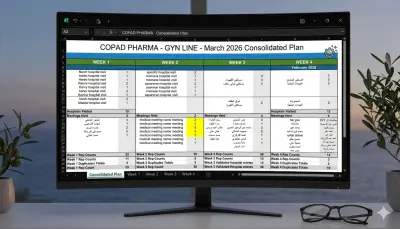تصميم نظام إدارة خطط العمل والزيارات (Medical Rep Planner) على Excel