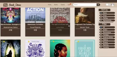 تصميم وتطوير متجر كتب إلكتروني مع سلة مشتريات
