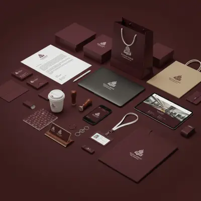 تصميم لوجو احترافي لشركة عقارية – فكرة هندسية مستوحاة من المباني ومطبق علي موكابس احترافية