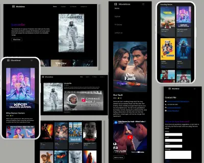 MovieVerse | تصميم وتطوير واجهة موقع أفلام متجاوب (Responsive) بأداء فائق.
