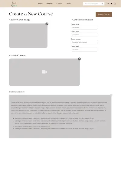 صفحة إنشاء كورسات باستخدام HTML وCSS وJavaScript