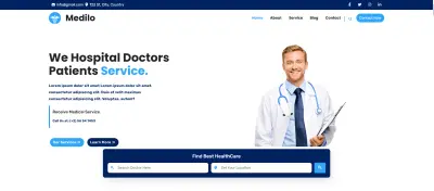 واجهة الصفحة الرئيسية (Homepage Hero Section) لموقع طبي.