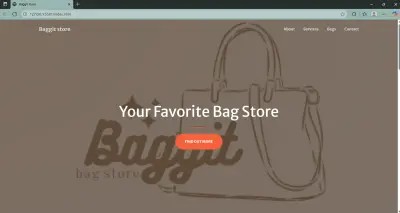landing page for bags store