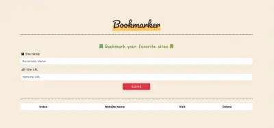 (واجهة تطبيق إدارة العلامات المرجعية)Bookmark App Interface
