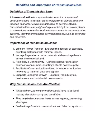 إعداد تقرير تقني عن خطوط النقل الكهربائية (Transmission Line Report)