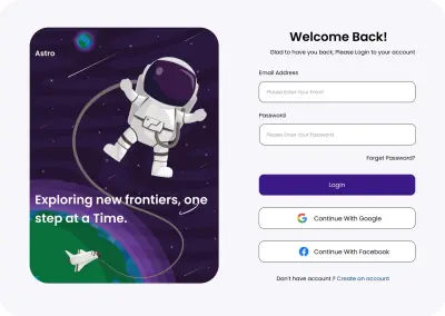 تصميم واجهة تسجيل دخول (Login Screen) لتطبيق بأسلوب إبداعي