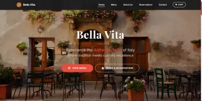 موقع إلكتروني متكامل لمطعم Bella Vita الإيطالي