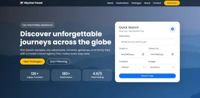 واجهة موقع وكالة سفر سياحية