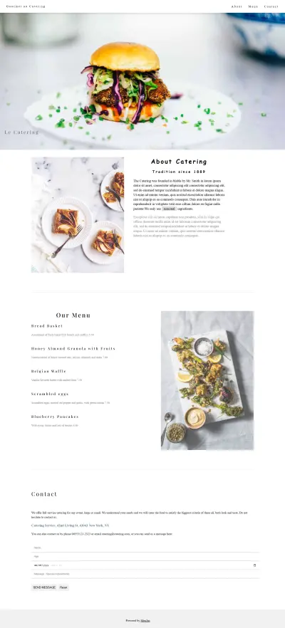 صفحة هبوط لمطعم