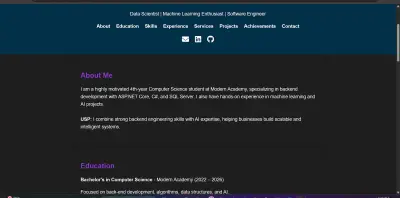 تصميم وتطوير موقع بورتفوليو شخصي احترافي لعرض المهارات والمشاريع