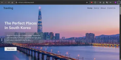 landing page for traveling website