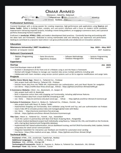 cv احترافي بنظام ATS