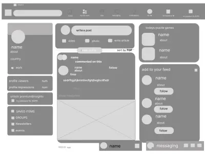 wireframe for LinkedIn