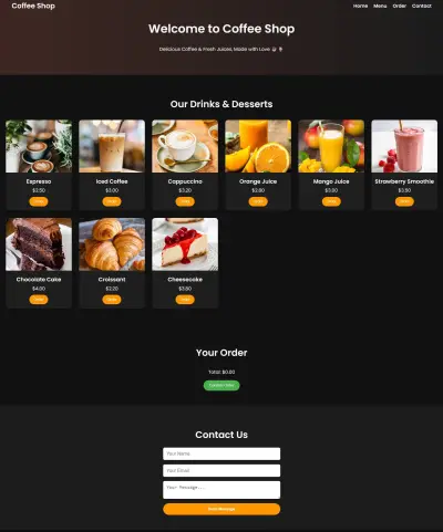 Simple Coffee Shop Website Design (HTML & CSS Only)