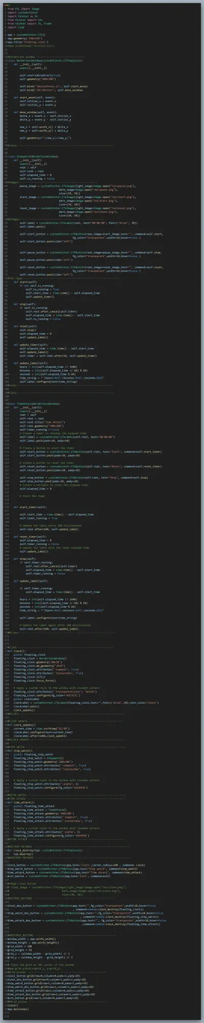 Python GUI Clock & Stopwatch Application