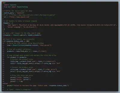Python Web Scraper for eBay & Amazon