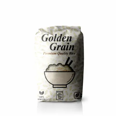 Golden Grain – تصميم عبوة أرز فاخر