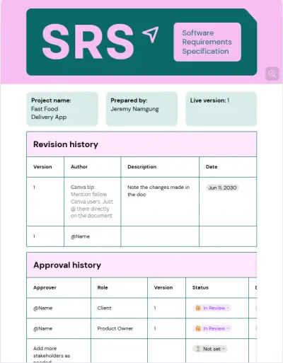 عمل srs document باحترافية