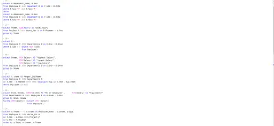 مشروع استعلامات SQL على قاعدة بيانات الموظفين والأقسام