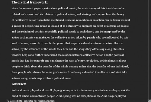 كتابة بحث باللغة الانجليزية حول الموسيقى السياسية في العالم العربي