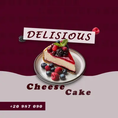 تصميم اعلاني لمحل cheesecake