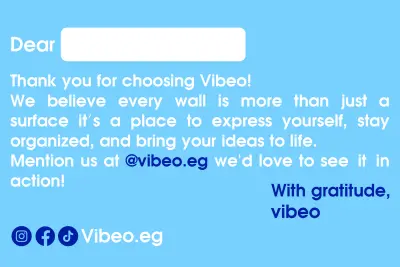 تصميم وكتابة محتوى كارت شكر لبراند vibeo