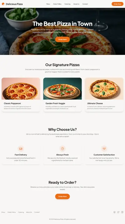 تصميم كامل ui UX لموقع مطعم بيتزا