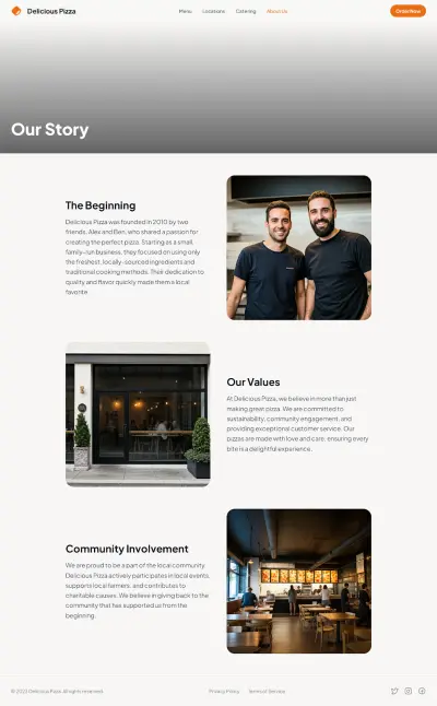تصميم كامل ui UX لموقع مطعم بيتزا