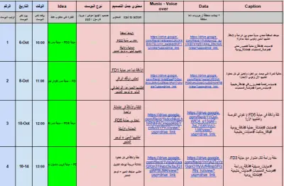 خطة نشر شهرية للفيديوهات على تيك توك وسناب شات خاصة ب متجر my fabric design للعبايات