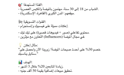 خطة تسويقية مبسطة لمحل ملابس