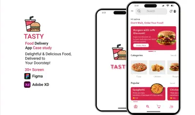 تصميم تطبيق واجهة المستخدم UI UX design لمطعم الكترونى Tasty
