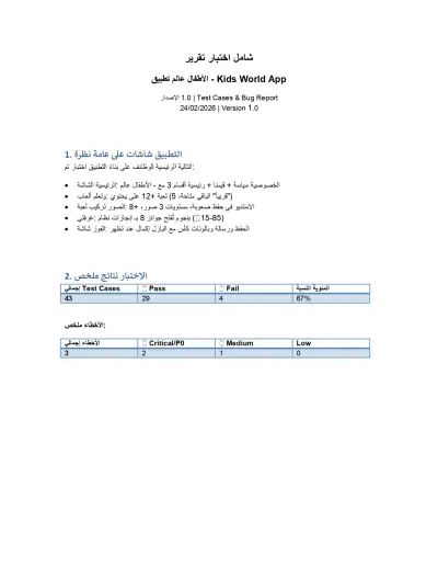 اختبار تطبيق عالم الأطفال (محتوي تعليمي للأطفال)