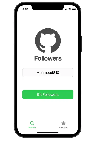تطبيق iOS لعرض متابعي مستخدمي GitHub (GitFollowers App)