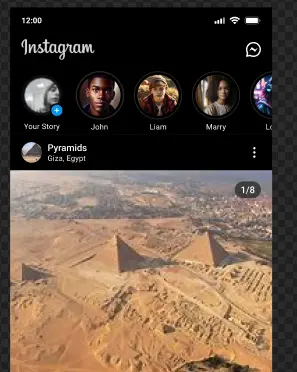 تصميم محاكي لتطبيق instagram