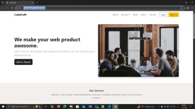 تصميم واجهة موقع شركة CodeCraft باستخدام HTML وCSS وBootstrap