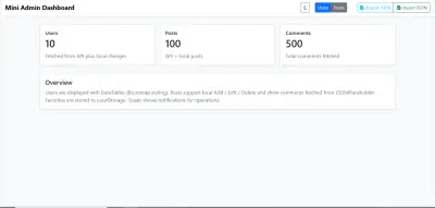 مشروع Mini Admin Dashboard