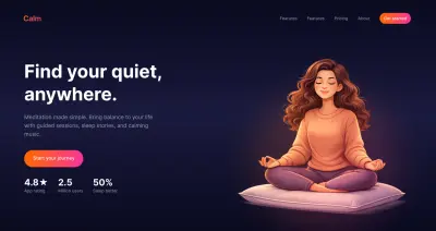 Calm — Meditation Landing Page UI/UX