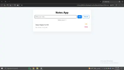 Notes App – Simple Web Application using HTML, CSS, and JavaScript