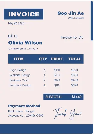 تصميم فاتورة احترافية (Invoice)