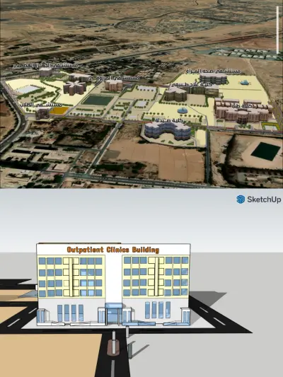 تصميم ثلاثي الابعاد لقطاع من جامعه قنا