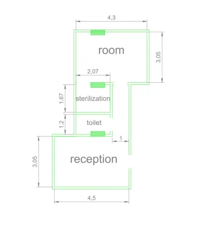 تصميم و تقسيم ثنائي الأبعاد لعياده طبية