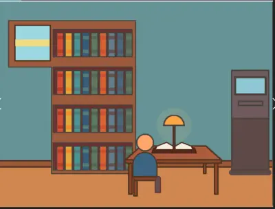 مشهد مكتبة ثلاثية الأبعاد – C Graphics