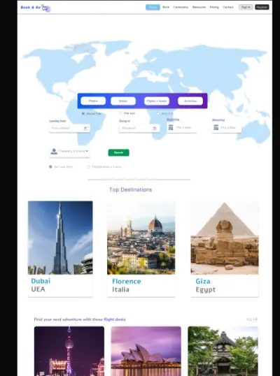 تصميم موقع لحجز رحلات طيران باستخدام Figma