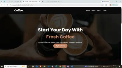 تصميم واجهة موقع ويب بسيطة باستخدام HTML & CSS(fresh coffee)
