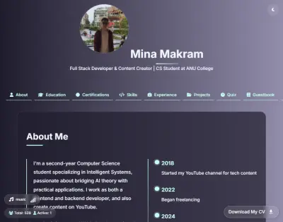 موقع بورتفوليو شخصي احترافي – HTML, CSS, JavaScript, Firebase