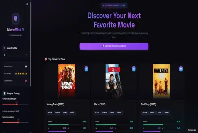 MovieMind AI: نظام توصية أفلام هجين (Hybrid) ذو واجهة عرض متميزة ب استخدام python